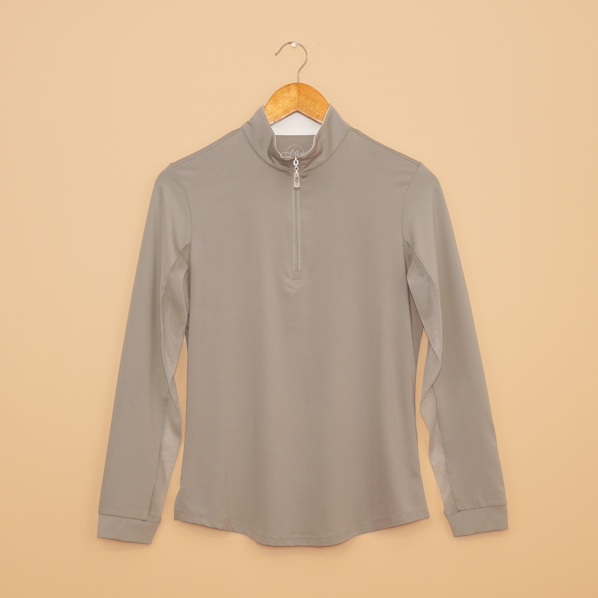 Gray/White Contrast Collar Sun Shirt by EA Limited Inc., designed with a UPF 50+ rating for superior sun safety